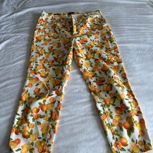 Talbots Citrus Print Jegging Crop Pants – Size 12 – Stretch – Lemon/Orange